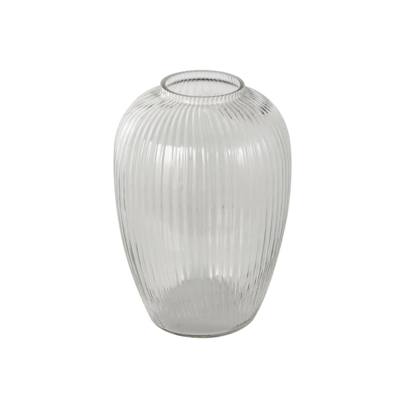 Glass Ribbed Fluted Vase - Clear - Roche River Decor