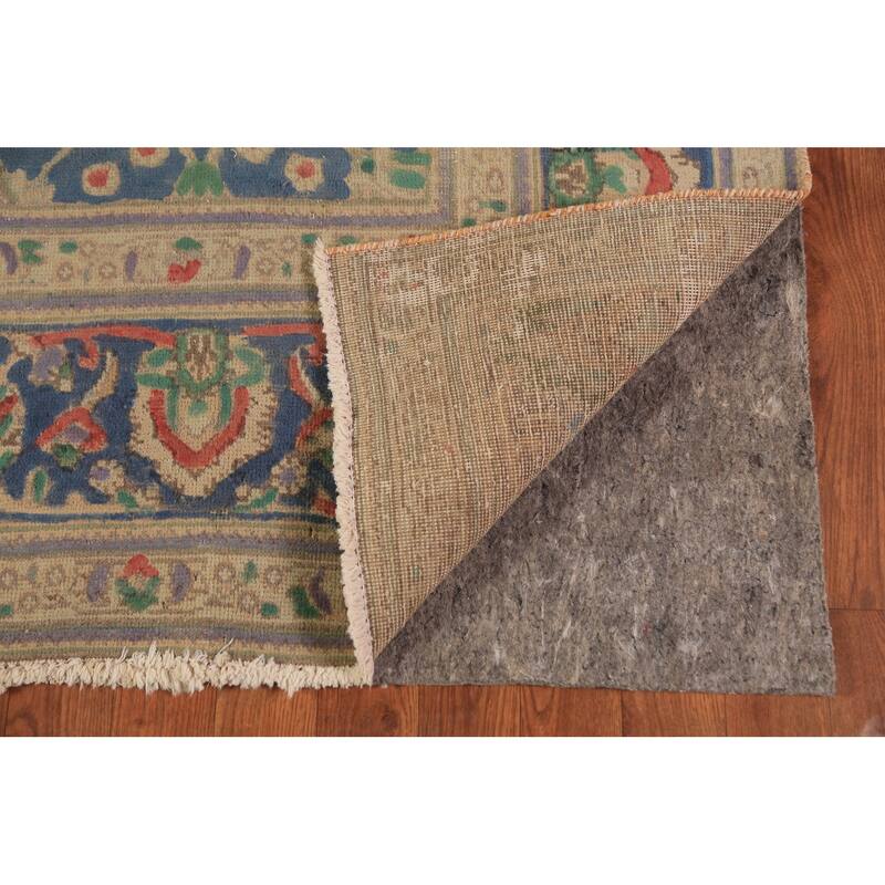 Blue Floral Tabriz Persian Area Rug Hand-Knotted Wool Carpet - 6'2"x 9'9"