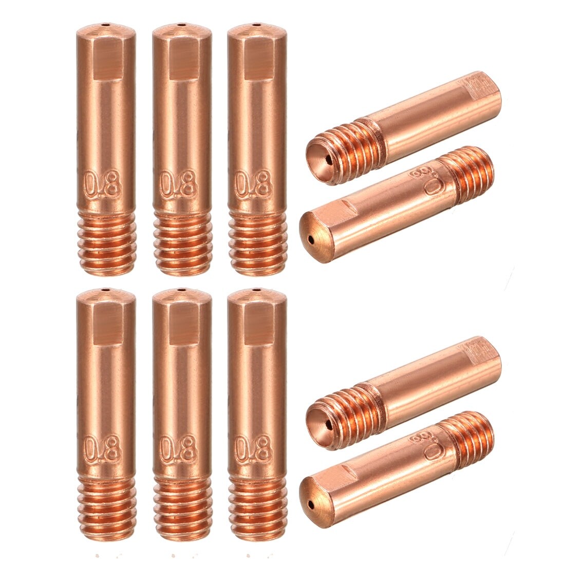 10pcs Gas Nozzle Gold 15AK-0.8mm Mig Mag Welding Weld Torch Contact Tips .*/_GZU