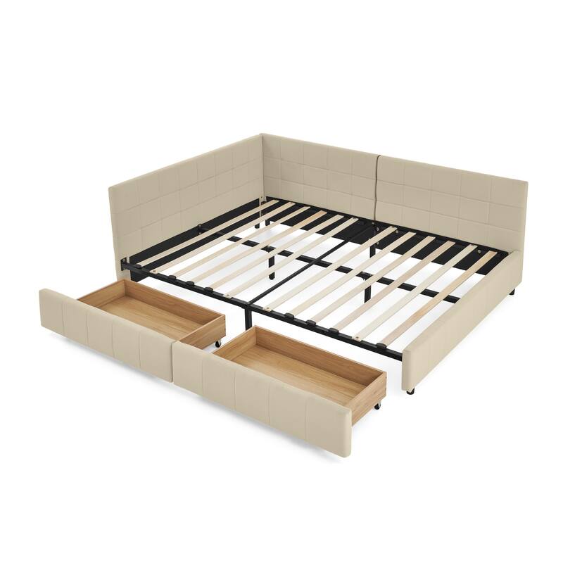 Roomfitters Full Upholstered Storage Sofa Bed Frame with Backrest and Armrests, Velvet Platform Bed