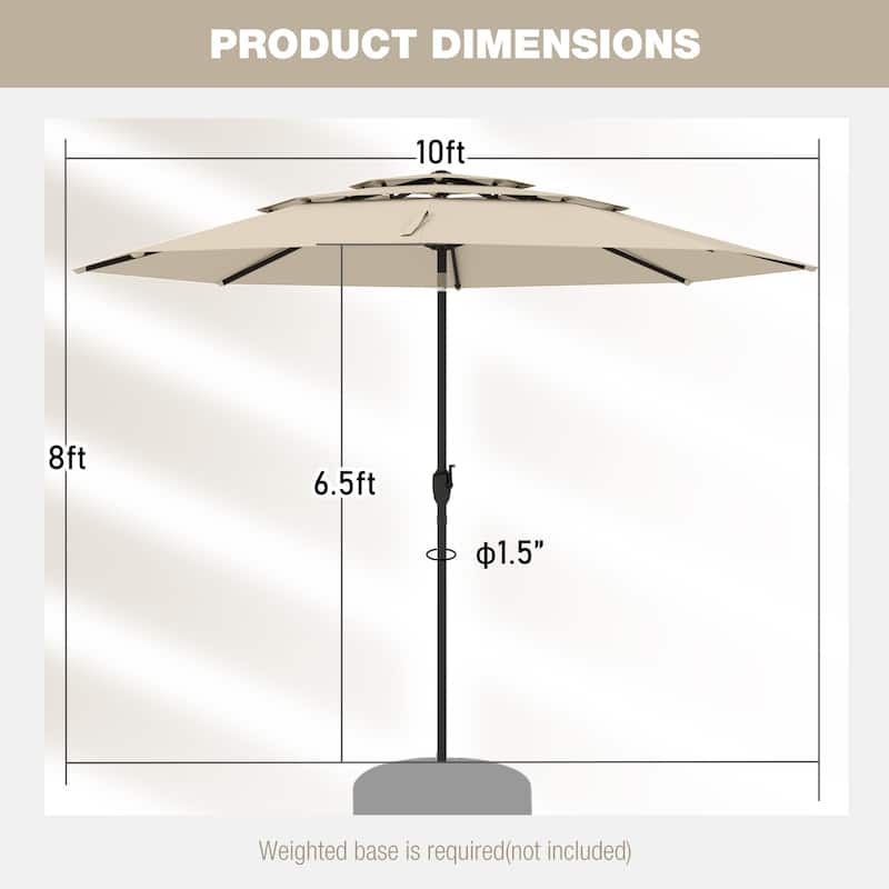 10 Ft Patio Umbrella with Crank and Tilt Vented Polyester Canopy for Backyard and Pool Shade