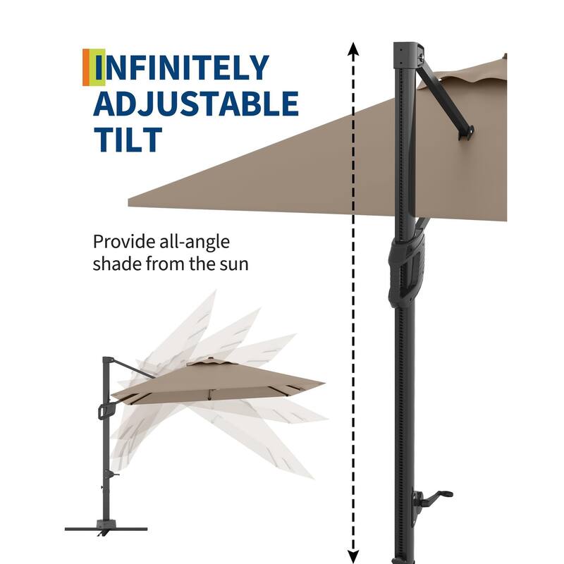 Coromose 10' x 10' Heavy Duty Cantilever Patio Umbrella, with 360-Degree Rotation