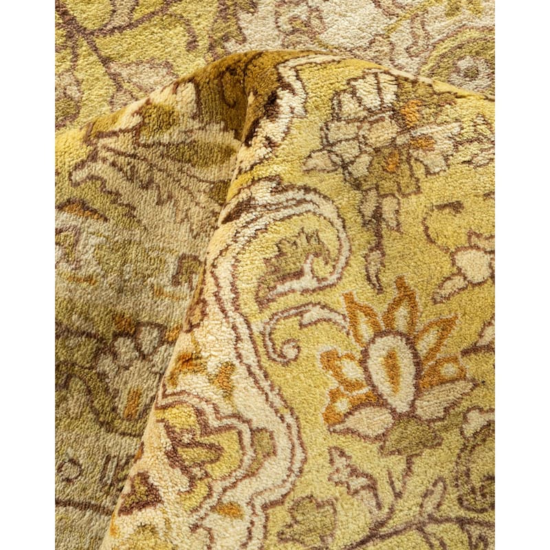 Overton Hand Knotted Wool Traditional Oriental Green Area Rug - 9' x 12'