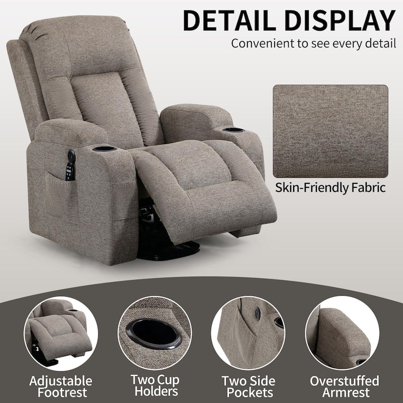 Power Lift Recliner with 8-Point Massage&Lumbar Heating, Cup Holders