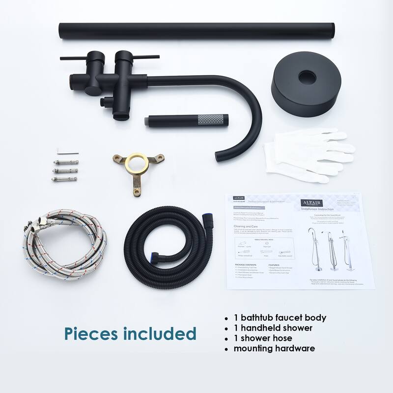 Altair Assens Double Lever Handle Freestanding Floor Mounted Tub Filler with Handshower