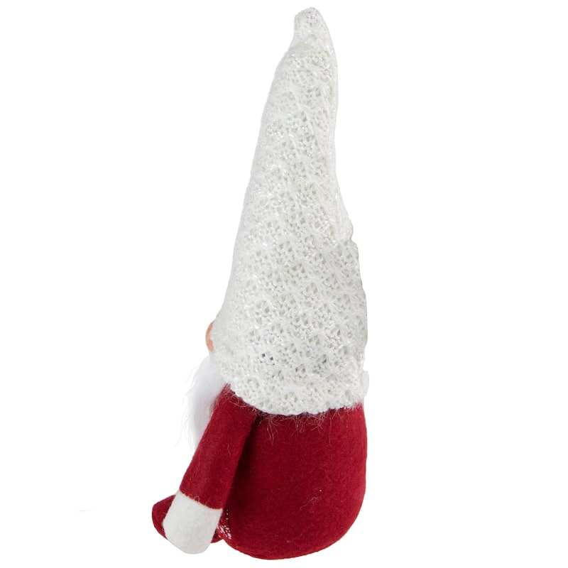 Plaid Boy Gnome Christmas Figurine - 9.5" - Red and White