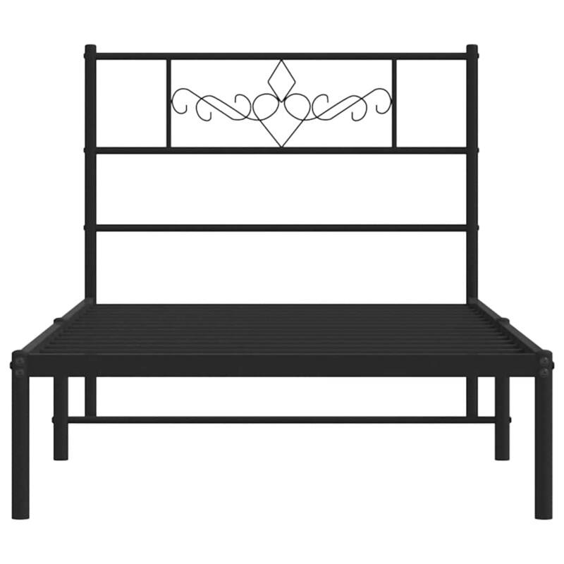 vidaXL 12 Inches Black Twin Metal Bed Frame No Mattress - 77.2" x 41.3" x 35.4"