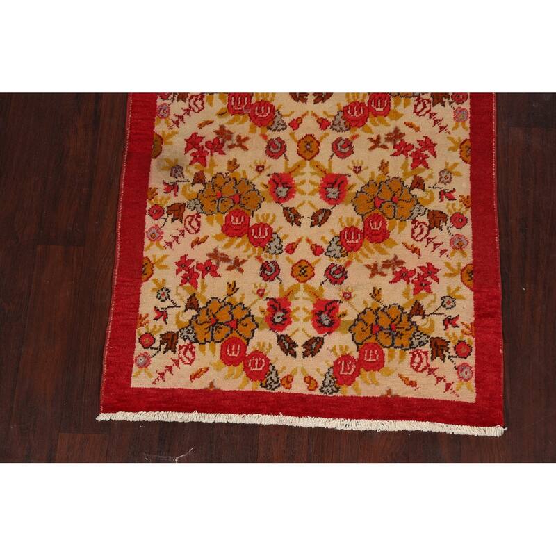 Antique Floral Kerman Persian Area Rug Hand-knotted Wool Carpet - 3'4" x 6'4"