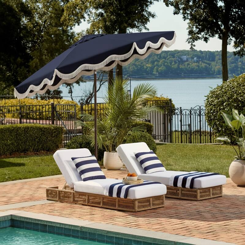 SAFAVIEH Outdoor Living Torsa 9ft Crank Umbrella - Navy