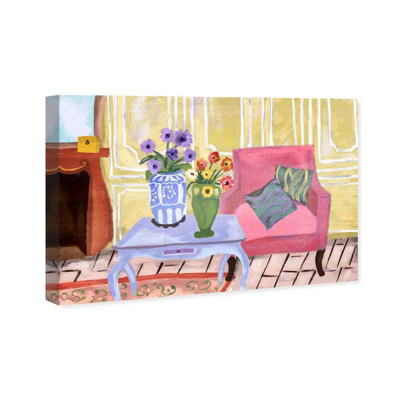 Wynwood Studio Canvas Floral and Botanical Corner of Our Living Room Yellow Wall Art Canvas Print