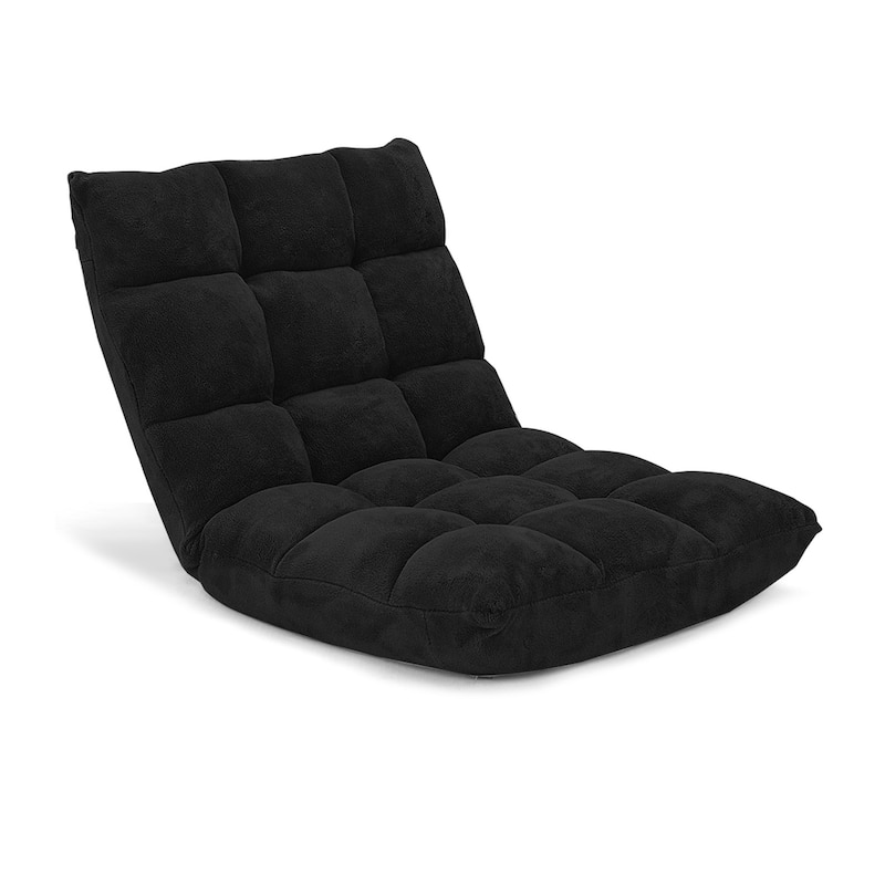 Coral Velvet Adjustable Floor Chair with 14-Position Backrest and Folding Design - 41.5" x 22.5" x 6" (L x W x H)