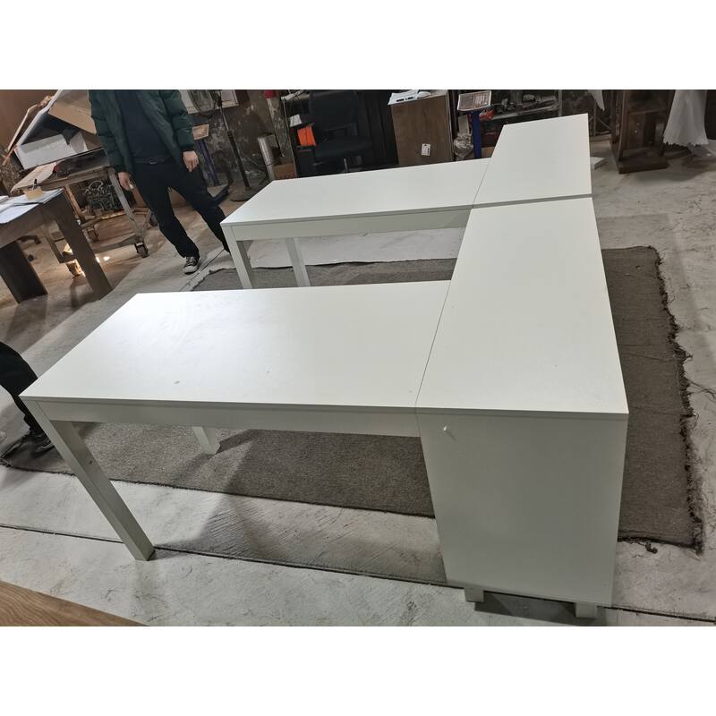 59-Inch L Shaped Desk with Storage Cabinet, Corner Executive Desk