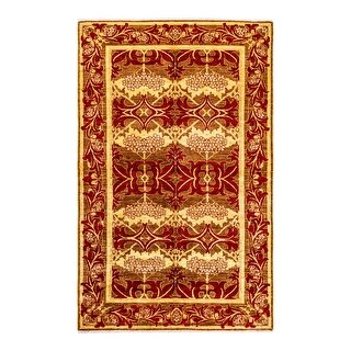 Arts & Crafts, One-of-a-Kind Hand-Knotted Area Rug - Yellow, 4' 10" x 7' 9" - 4' 10" x 7' 9"