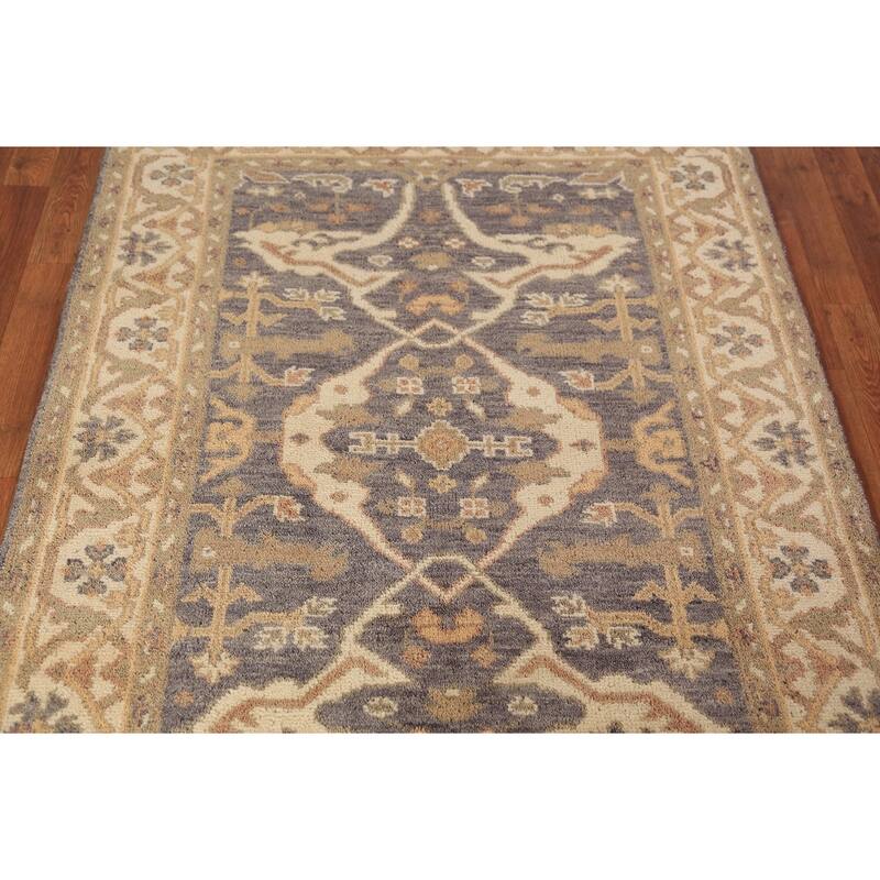 Gray Oushak Oriental Rug Hand-Knotted Wool Carpet - 4'1"x 5'9"
