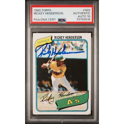 Rickey Henderson 1980 Topps Signed Rookie Card #482 Auto Graded PSA 10 79755816 - 8'6" x 11'6"
