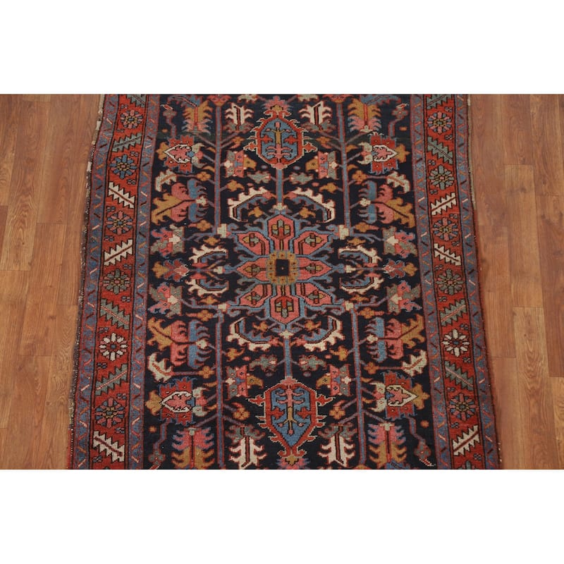 Heriz Serapi Persian Antique Accent Rug Handmade Wool Carpet - 3'8"x 4'10"