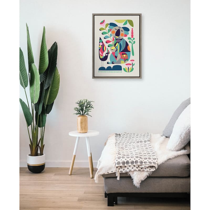 Kate and Laurel Sylvie Mid Century Koala Framed Canvas by Rachel Lee