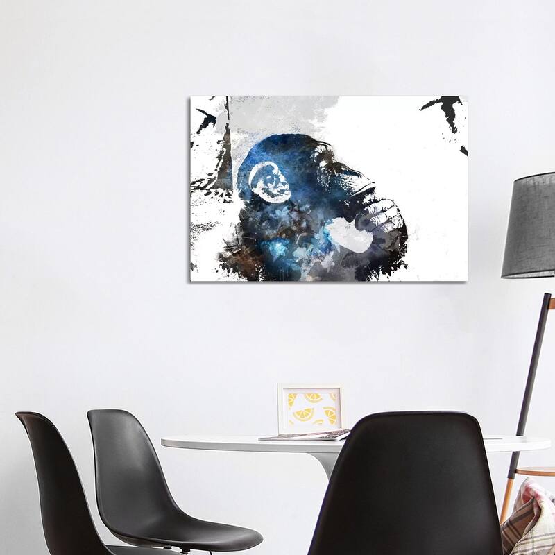 iCanvas "The Thinker Monkey Watercolor Silhouette" by Unknown Artist Canvas Print - 26x40x1.5