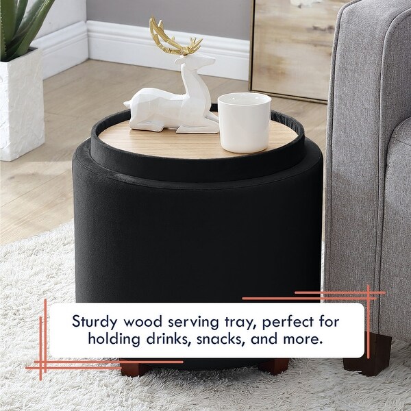 Round storage ottoman with tray discount