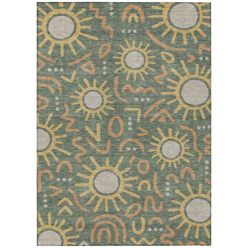 Machine Washable Indoor/ Outdoor Modern Sol Chantille Rug