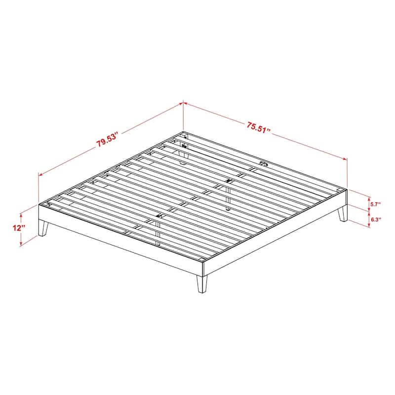 Queen Bed Frame with Hardwood Legs - Walnut Finish Bedroom Furniture