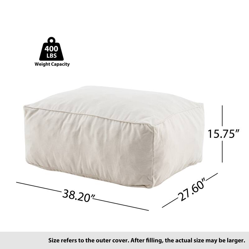 Christopher Knight Home - Nerissa 2-Piece Modular Outdoor/Indoor Bean Bag Sectional Sofa Set with Shredded Foam Filled & Ottoman