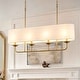 preview thumbnail 1 of 5, Rennnsan 4-Light Mid-Century Modern Gold Linear Fabric Shade Pendant Light for Kitchen Island/Dining Room 39.4 in. W x 7.9 in. D x 15.7 in. H - Gold