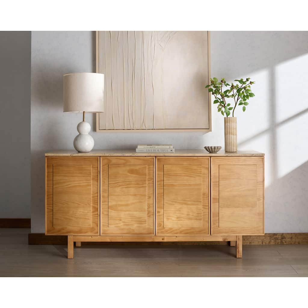 SAFAVIEH Couture Debrianna Travertine Top Sideboard - 62"W x 19"D x 30"H