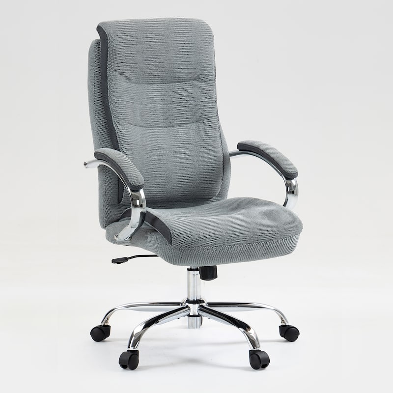 High Back,Skin Friendly Material Office Chair,Castors Move Quietly During Office Hours,Max Capacity 300lbs - Grey