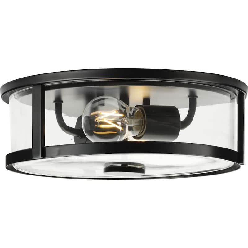 Gilliam Collection 12-5 8 in. Two-Light Matte Black New Traditional Flush Mount - 12.62 in x 12.62 in x 4.37 in