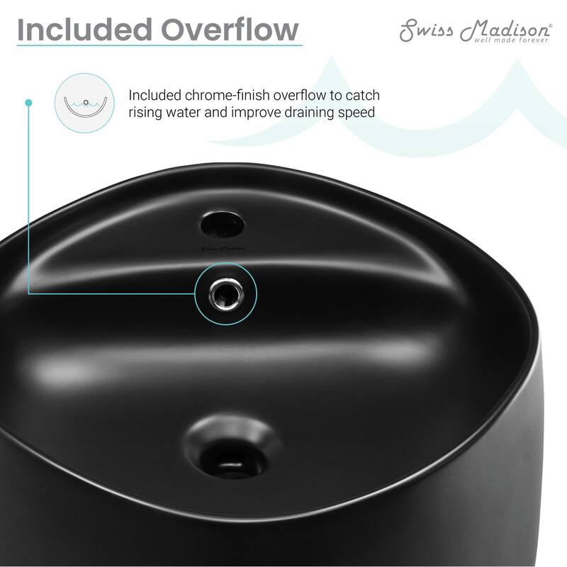 Dieppe Wall-Mount Sink In Matte Black - 18.15" x 18.5" 14.95"