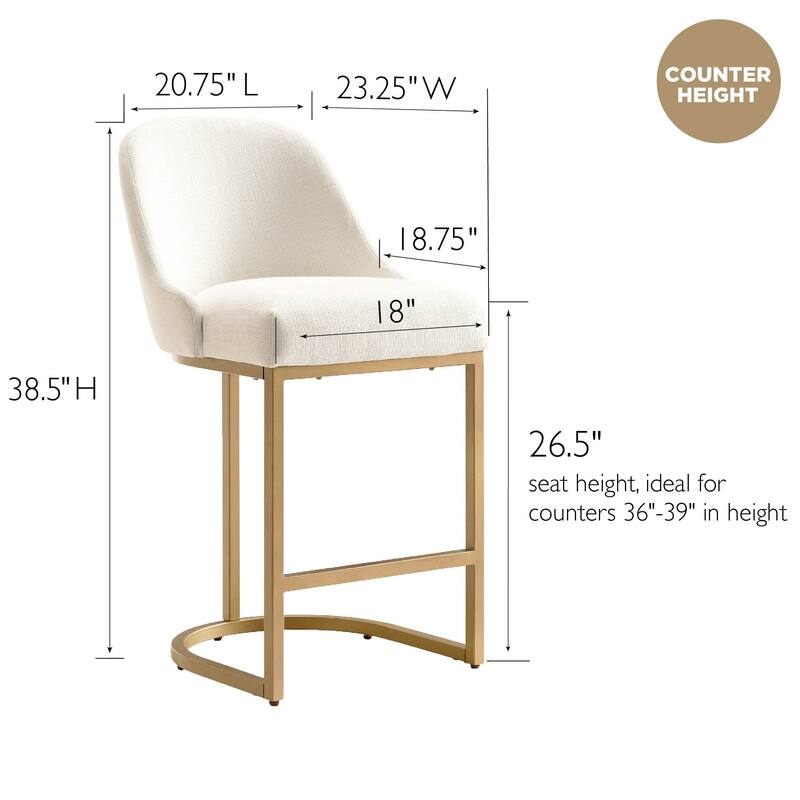 Leick Home Upholstered Barrelback Counter Stool with Metal Base