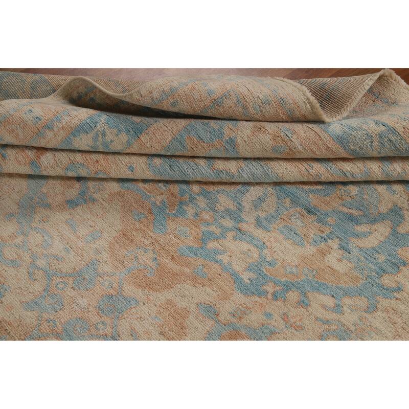 Vegetable Dye Transitional Oushak Turkish Rug Hand-Knotted Wool Carpet - 8'11"x 11'11"