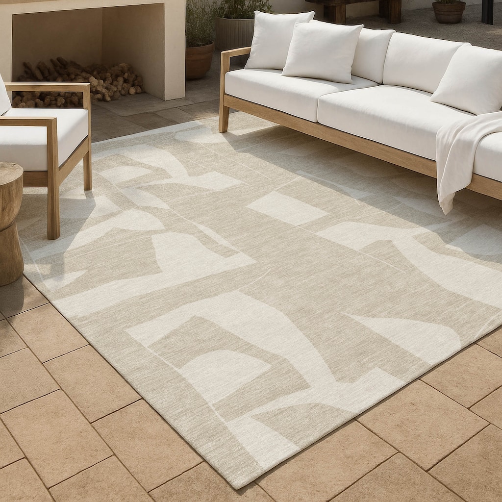 Machine Washable Indoor/ Outdoor Modern Creede Chantille Rug