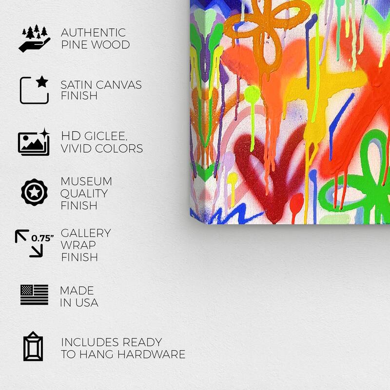 Wynwood Studio Abstract Corey Paige - Graffiti Street Citrus Orange and Modern & Contemporary Wall Art Canvas Print