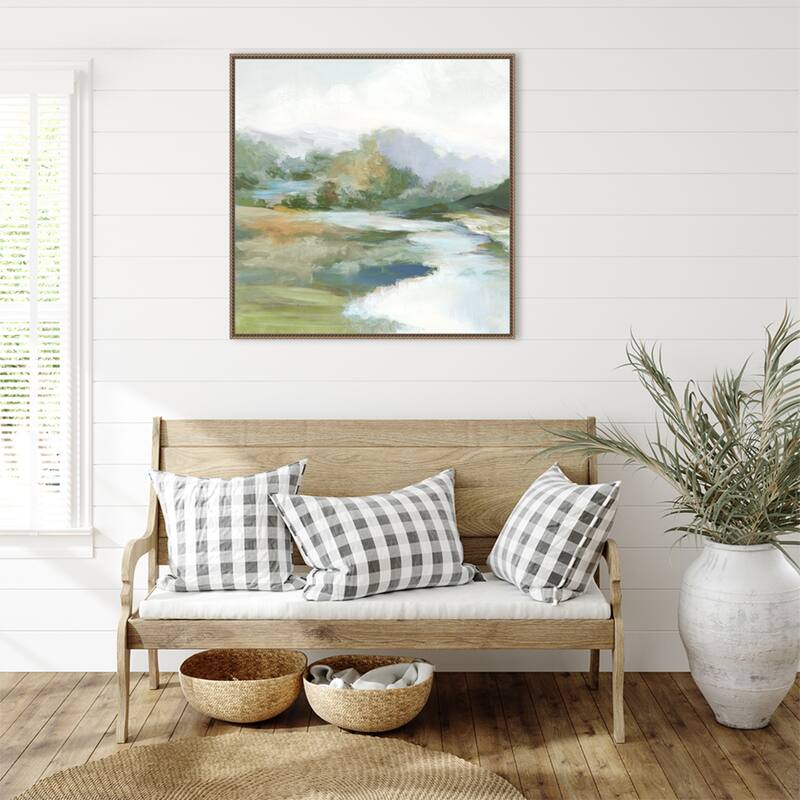Gentle Hills and Flowing Stream by PI Studio Framed Canvas Wall Art Print