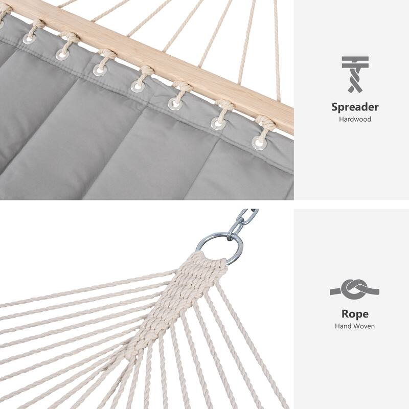 78'' Quilted 2 Person Hammock Beach Swing with Spreader Bars&Pillow - 55.1*122*1