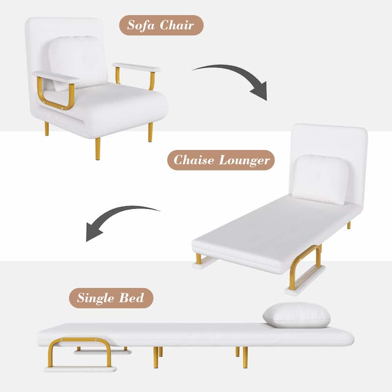Convertible Sofa Bed with 5-Position Backrest & Storage