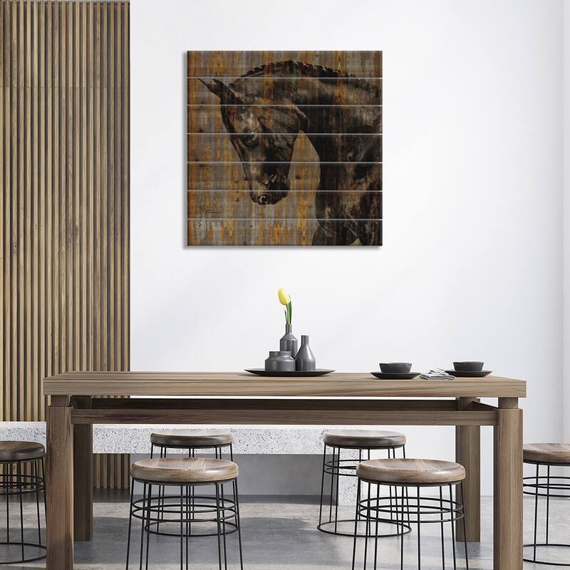 Horse I Print On Wood by Martin Rose - Multi-Color