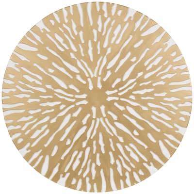 Wooden Starburst Abstract Carved Circle Home Wall Decor with White Backing - Gold - Roche River Decor