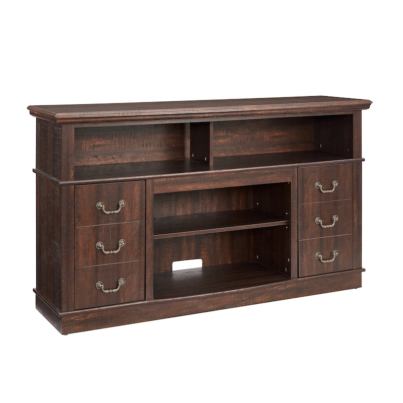 Farmhouse TV Stand with 2 Cabinets, 6 Drawers and Cable Management for Living Room Bedroom and Office