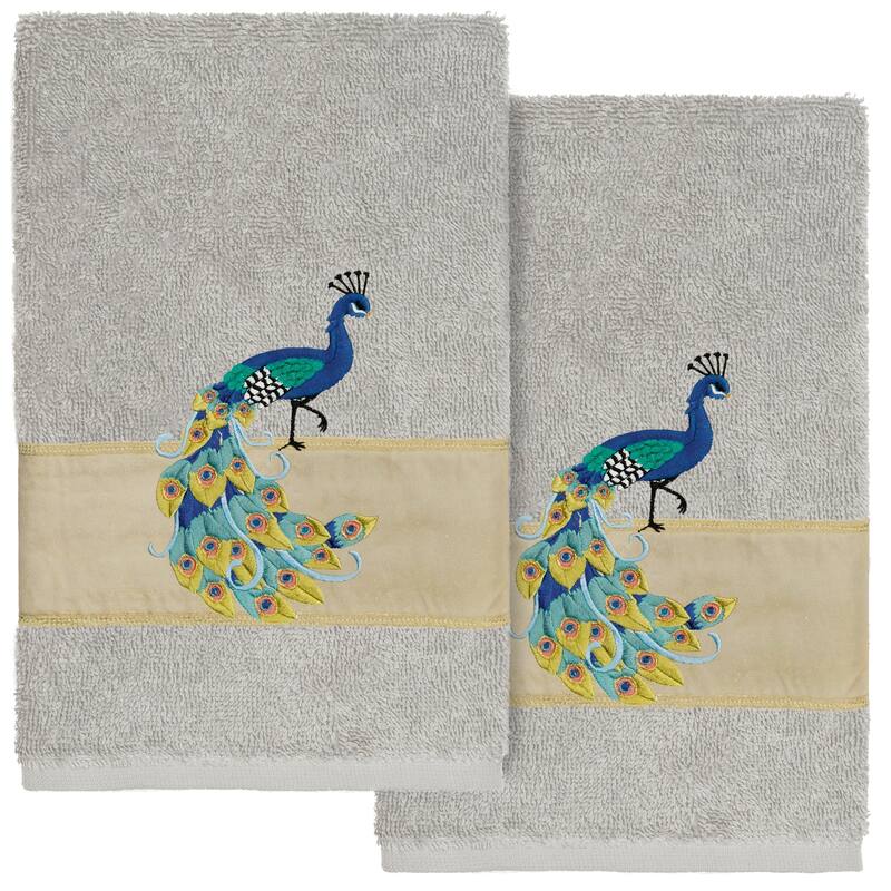 Authentic Hotel and Spa Turkish Cotton Penelope 2PC Hand Towel Set - Light Gray