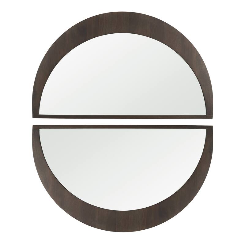 Celeste 36" x 22" Dark Brown Solid Wood Semi-Circular Mirror