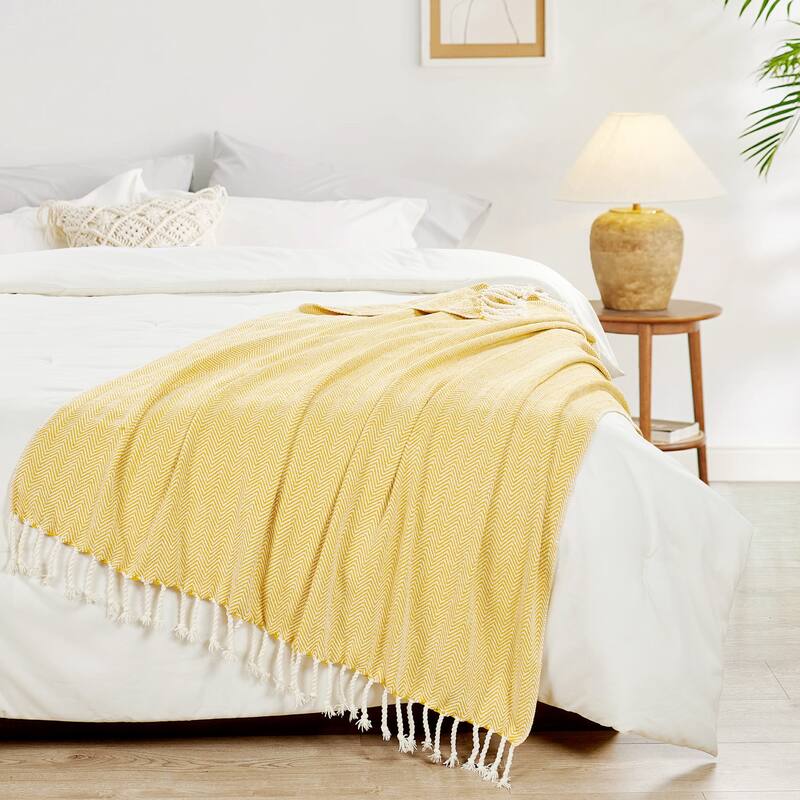Extra Cozy Chevron Knit Throw Super Soft Knitted Blanket for Couch