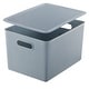 preview thumbnail 9 of 27, Superio Ribbed Storage Bin with Matching Lid - 15"W x 9"H x 11.5"D Stone Blue