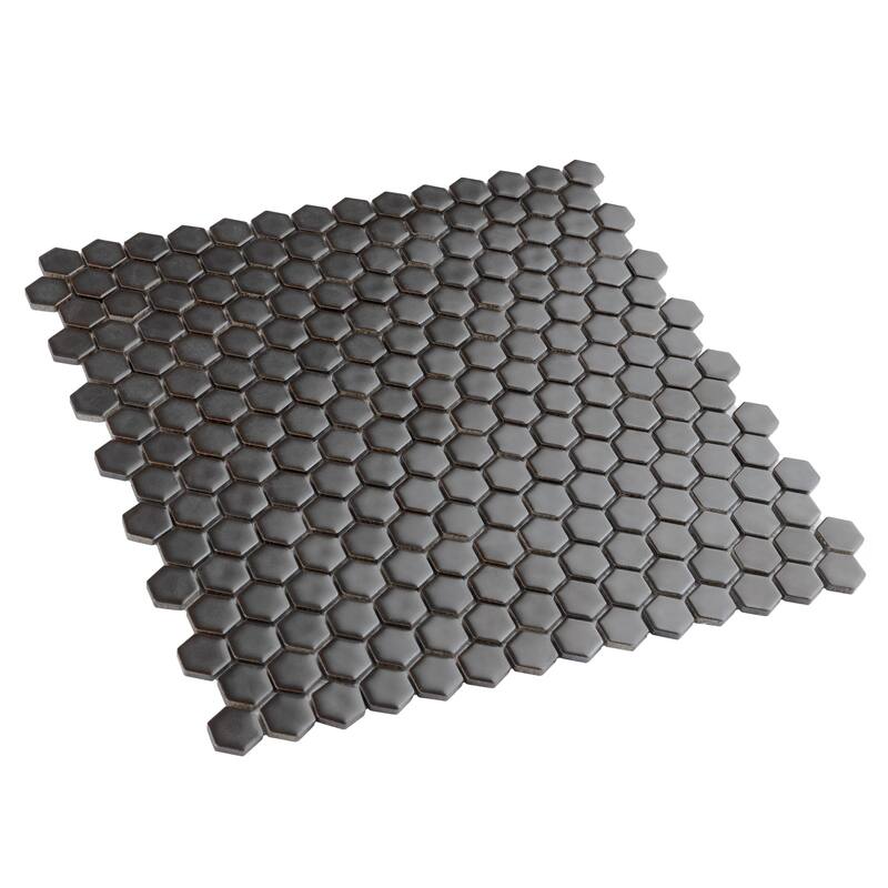 Merola Tile Colmena Hex Gunmetal 11-1/2" x 11-5/8" Porcelain Mosaic Floor and Wall Tile