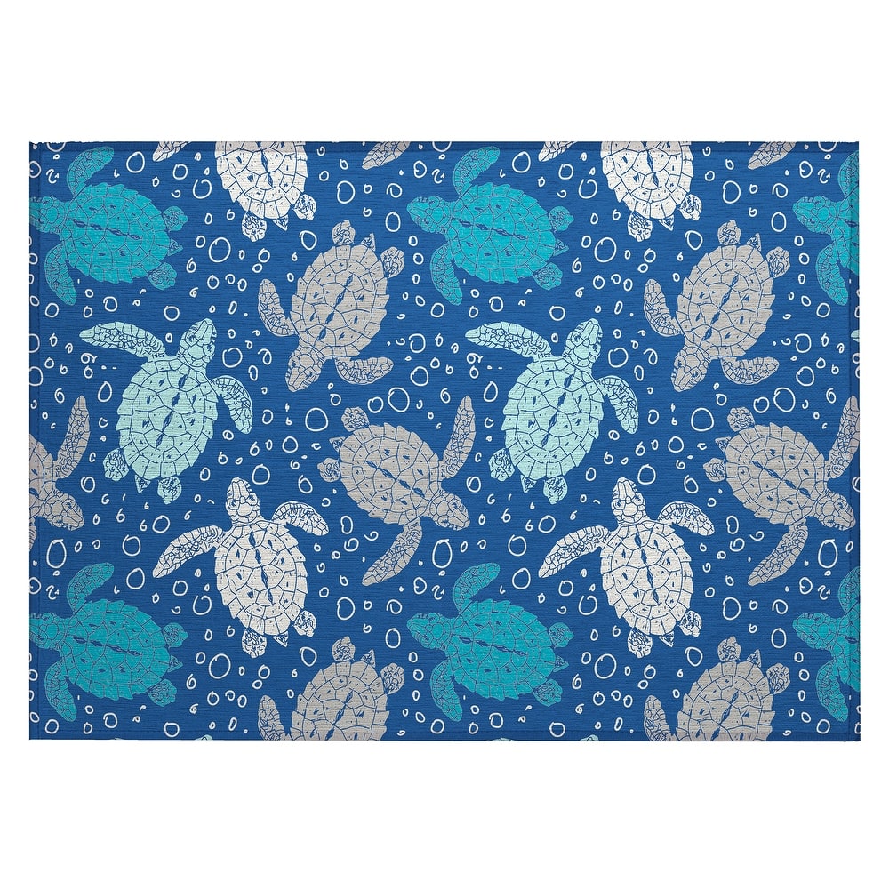 Indoor/ Outdoor Surfside Turtle Washable Rug New