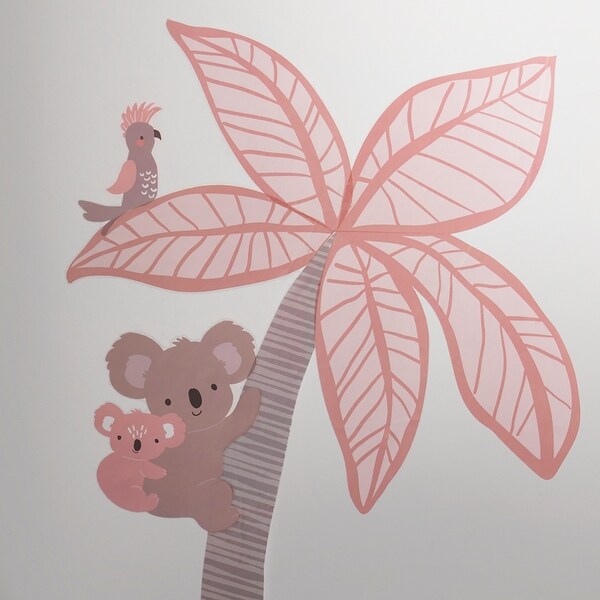 Lambs Ivy Calypso Pink Taupe Koala and Palm Tree Nursery Wall