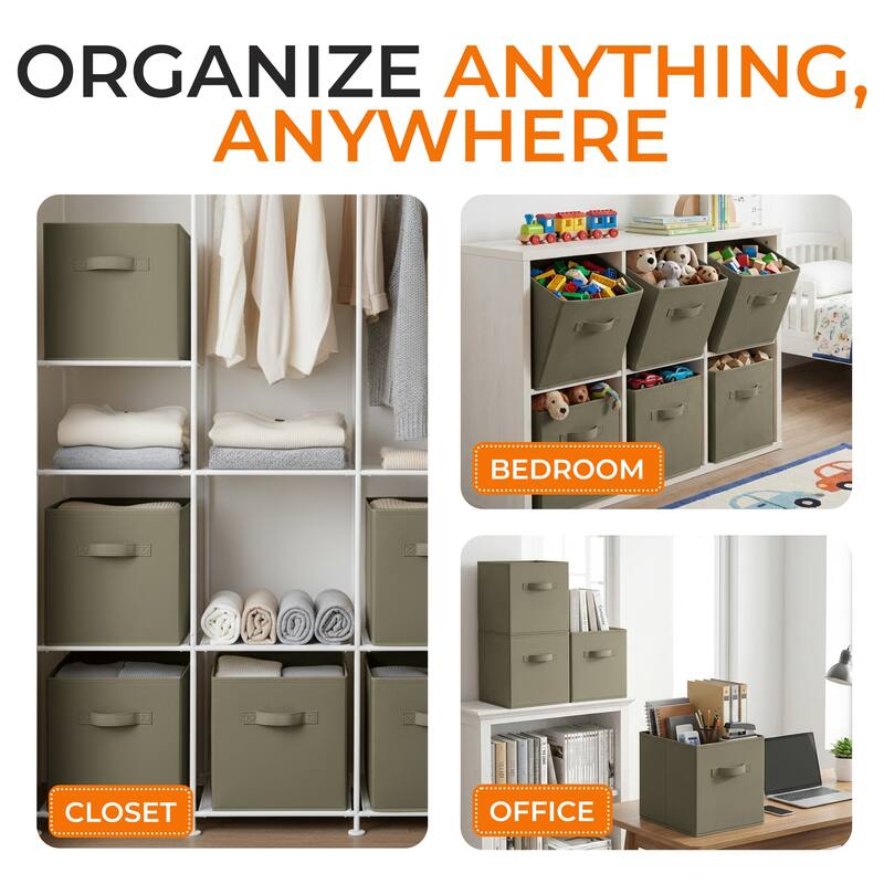 Cheer Collection 6 Pack Fabric Storage Cubes with Dual Handles Collapsible Organizer Bins