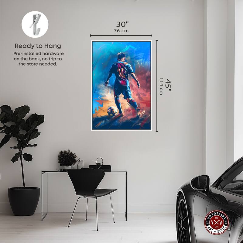 Notoriart Bold And Colorful Soccer Player Framed Soccer 1 Piece Canvas Wall Art